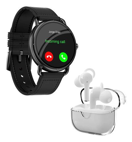 Smartwatch Binden Era One Tacto Piel Reloj Inteligente Llamadas Asistente de Voz + Audífonos One Pods Blancos Tecnología BNC