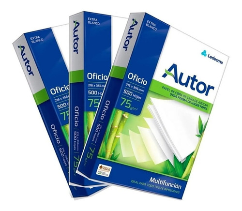 Resmas Oficio Autor Ledesma 500 Hojas 75 Gramos 216x356mm