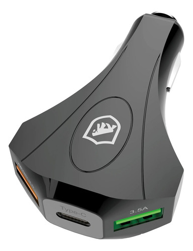 Carregador Veicular Turbo Triplo Atacado - Caixa 10 Unidades Cor Preto