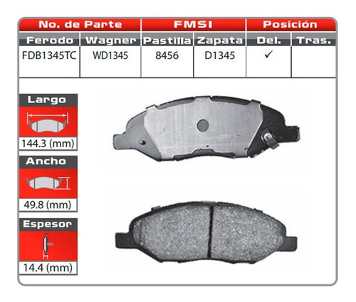 Balatas Delanteras Nissan Tiida 2007 2008 2009 2010 Wagner