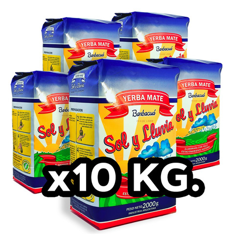 Yerba Sol Y Lluvia 10 Kg. (5 Paquetes X 2 Kg.) - Floresta