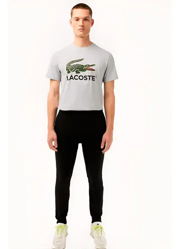 Calça Lacoste Masculina Slim Moletom Jogger Croco Preta