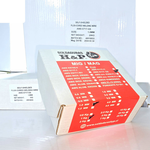 Alambre Mig Flux H&p E71t-gs 0.8mm X 1 Kilo. (pack 2 Rollos)