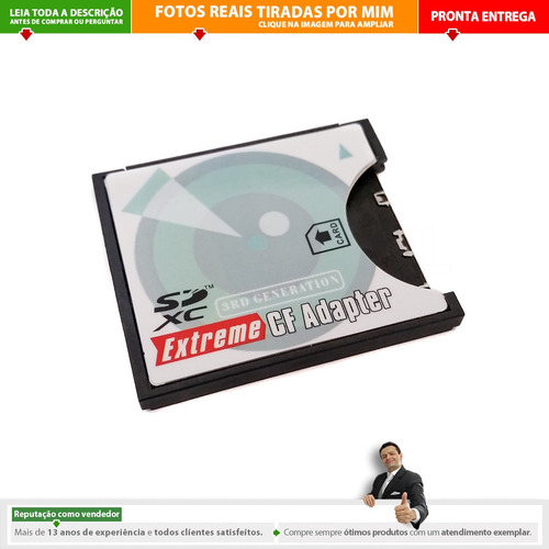 Imagem 1 de 7 de Adaptador Cartão Sd Sdhc Sdxc Sd Wifi Para Compact Flash 3rd