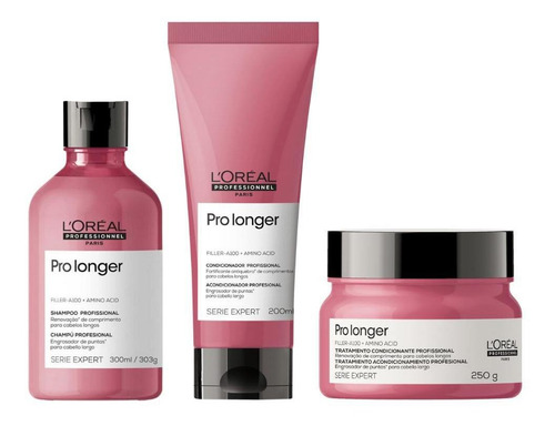 Kit Loreal Pro Longer Sh300ml + Cond200ml + Masc250gr