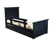 Comprar Cama 1 Plaza Línea Americana Laqueda Azul Carro Y Baranda