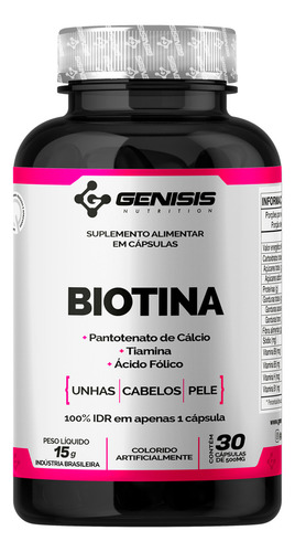 Biotina Fortalecer Unha Cabelo Pele Vitamina Mulher Sabor Sem Sabor