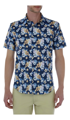 Camisa Casual Lino Floral Manga Corta Scappino 3884