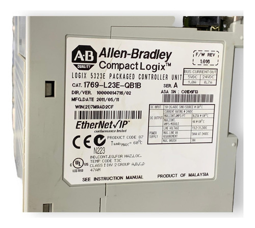 Allen Bradley 1769-l23e-qb1b + 1769-ecr (Usado)