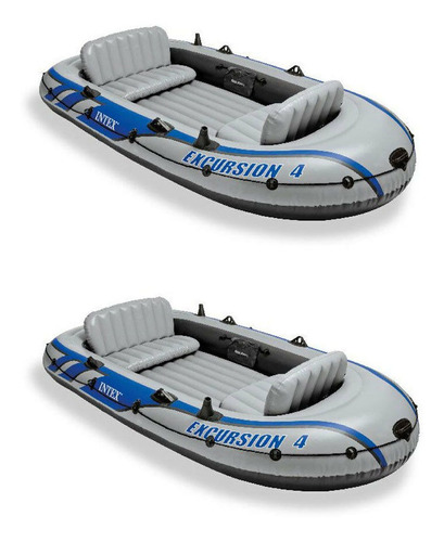 Set De 2 Balsas Inflables Para Pesca Intex Rafting Con