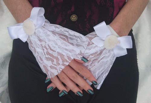 Guantes De Encaje Mitones Goticas Novias Blancas