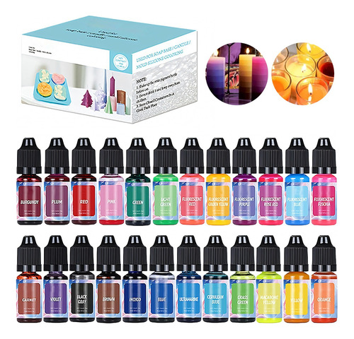 24 Colorantes Para Velas De 2 Gr. Solubles En Cera Y Aceite