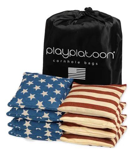 Weather Resistant Cornhole Bean Bags Set Of 8 - Regulation Size Weight Thin Blue Line American Police Flag Corn Hole Bags