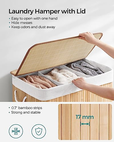 Cesta De Lavandería 150l Con Tapa Y 3 Secciones