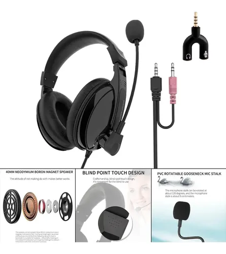 Auriculares Gamer Pc Consolas Celular Miccell , Color Negro Negro