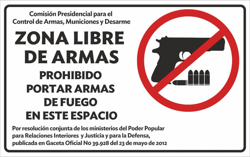 Aviso Zona Libre De Armas Vinil Banner 30 X 47 Cm