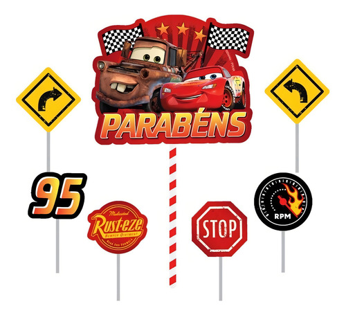 Parte superior de tarta: coches, cumpleaños, coches, decoración variada, Eva