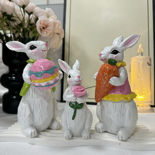 3 Estatuas De Conejo, Decoraciones De Pascua, Figuritas De
