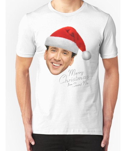 Franela  Feliz Navidad Desde St Nicolas Cage