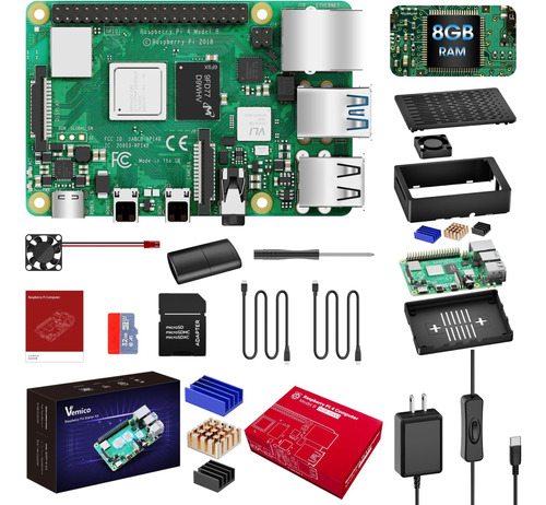 Vemico Raspberry Pi 4 8gb Starter Kit Con Tarjeta Sd De 32gb