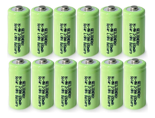 12 Pcs 2/3aa 1.2v 650mah Nimh Baterías Recargables Apl...