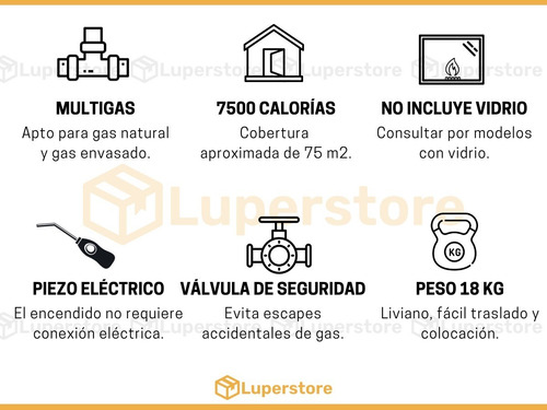 Estufa Hogar Calefactor Kamin Kompakt Y Fogon Atek 7500 C
