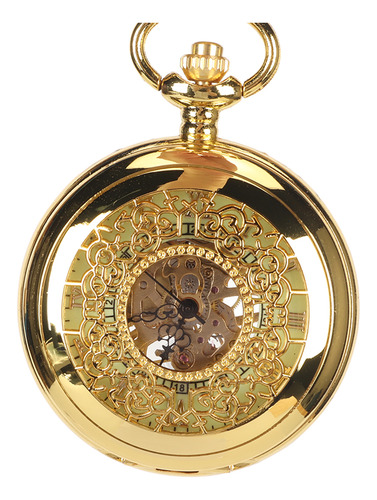 Reloj De Bolsillo Esqueleto Caja Dorada Reloj De Bolsillo