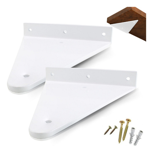 15cm - Mão Francesa Cantoneira Branca Reforçada - Rio Design99 - Ferro Aço Suporte Para Prateleira Resistente Industrial Prateleira Madeira Bancada Estante Triangular S28