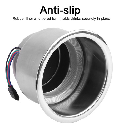 Portavasos Con Control Remoto De Acero Inoxidable Led Rgb Dr