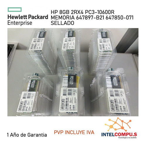 Imagen 2 de 3 de Memoria Ram Hp 8gb Drx4 Pc3l-10600r