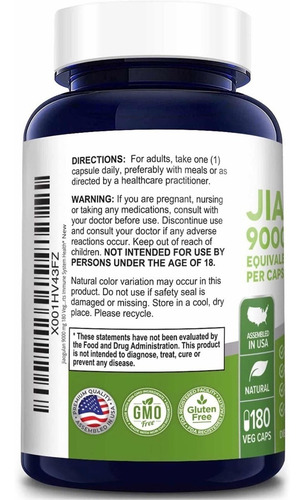 Imagen 3 de 5 de Jiaogulan 9000mg (180 Cápsulas) Nusapure Hecho En E.u.