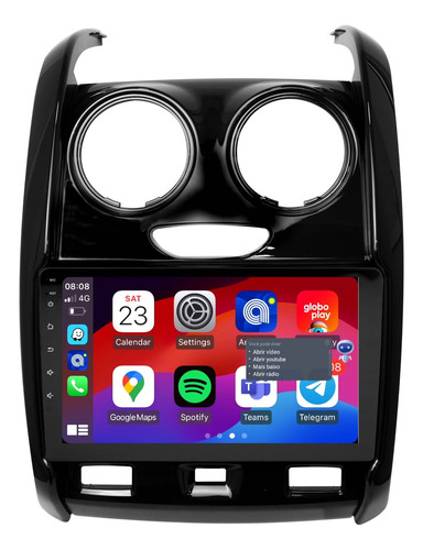 Multimidia Duster Oroch 15/19 Android 14 Auto Carplay Voz 9p