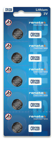 05 Baterias Cr1220 3v Renata Original Controle Carro Led 