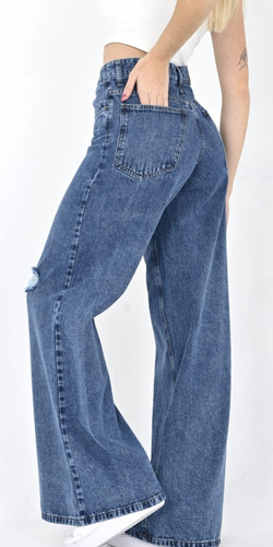 Jean Wide Leg Rígido Roturas Premium Dama Diva