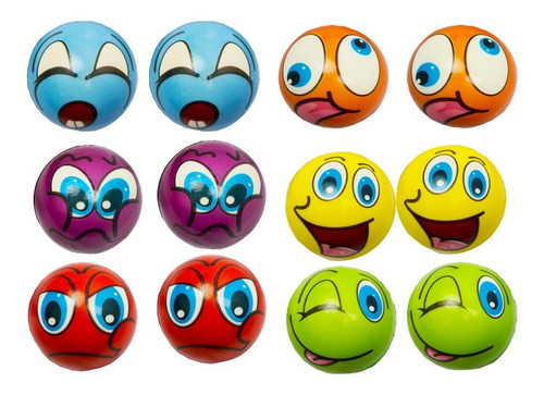 Imagem 2 de 2 de Kit 12 Bolinhas Bola Macia Emoji Emoticons Anti-stress
