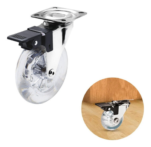 Rodizio De Silicone Giratorio 100mm Com Freio Hardt