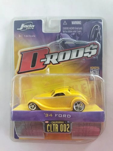 Jada Toys D-rods 34 Ford Yellow 2005 Wave 1 Die Cast Metal