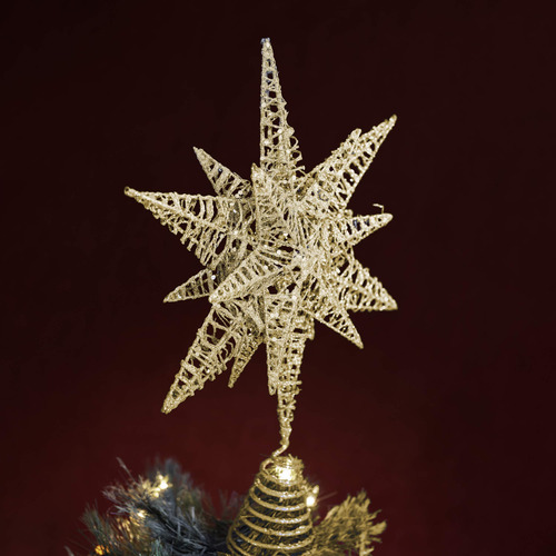 Decoración Estrella Dorada 40 Cm Para Árbol De Navidad