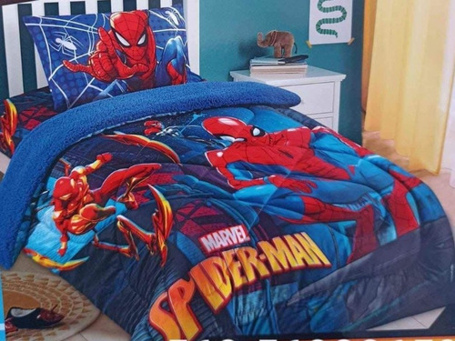 Cobertor Con Chiporro Marvel De Spiderman  + 1 Funda 