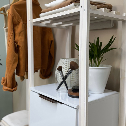 Armário Closet C Cabideiro Gaveta Branca P Roupas E Sapatos Cor Branco