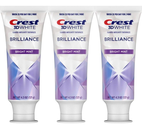 Pasta De Dientes Crest 3d White Brilliance Menta 3 Tubos