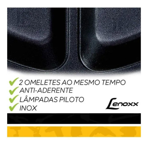 Imagem 2 de 5 de Omeleteira Elétrica Antiaderente Gourmet Inox 127v Lenoxx