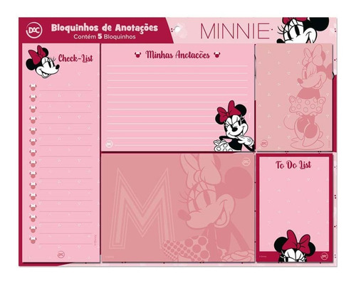 Kit Bloquinhos De Notas - Minnie Mouse - 5 Modelos