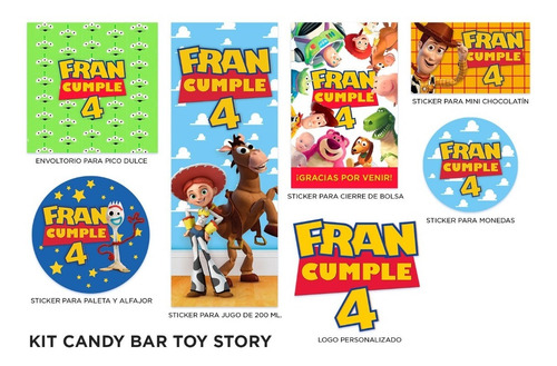 Stickers Candy Bar Toy Story + Logo - Listos Para Imprimir