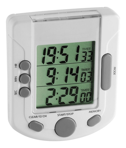 Temporizador Triple Alarma, Reloj Y Cronómetro Tfa Dostmann