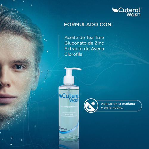 Cuteral Wash Gel Limpiador Facial Piel Antiacné 240ml