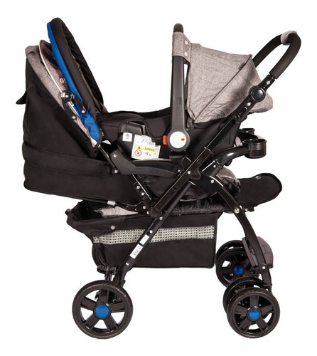 Coche Reversible Ebaby Con Porta Bebé Color Azul Color Del Chasis Negro
