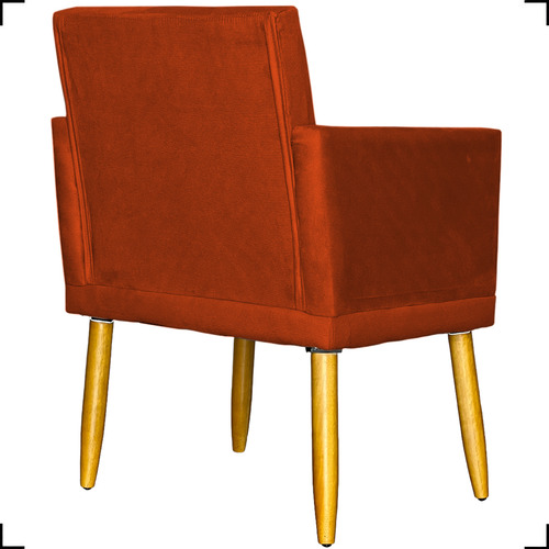 Kit 2 Poltronas Decorativas Para Sala De Espera Reforçadas Cor Terracota Desenho Do Tecido Suede Liso