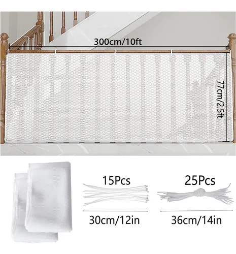 Red De Seguridad Para Balcon Y Escalera 300x75cm - Blanca
