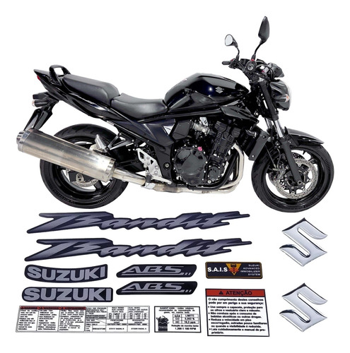 Kit Jogo Faixa Emblema Adesivo Suzuki Bandit 650n 2012 Preta